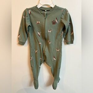 Pekkle Green Kids One Piece with Dog Print 12 months